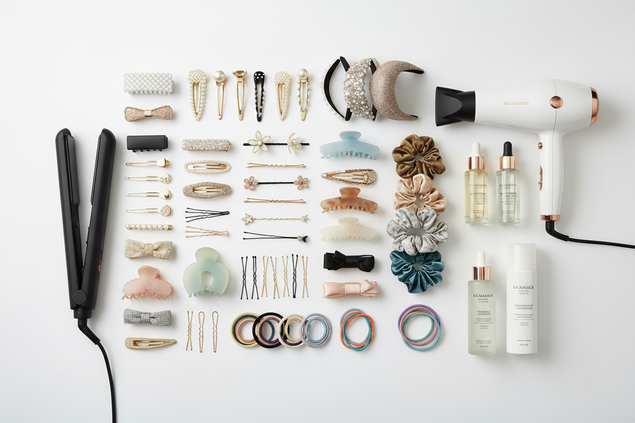 Women's Hair Accessories  Clips, Pins,hair care, hair irons and many more.