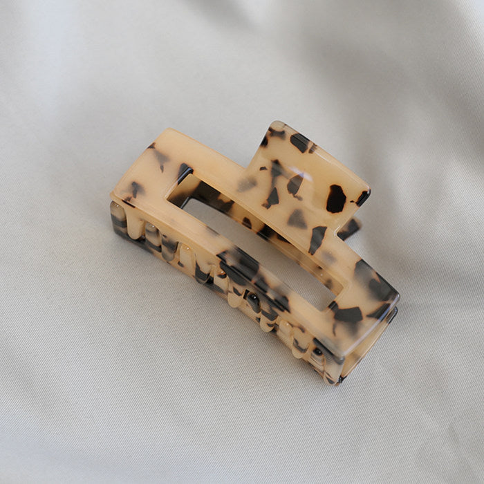 New Korean Retro Hair Claws  Clamp Hollow Geometric Square Leopard Pattern Ponytail Hair Grabbing Clips for Women