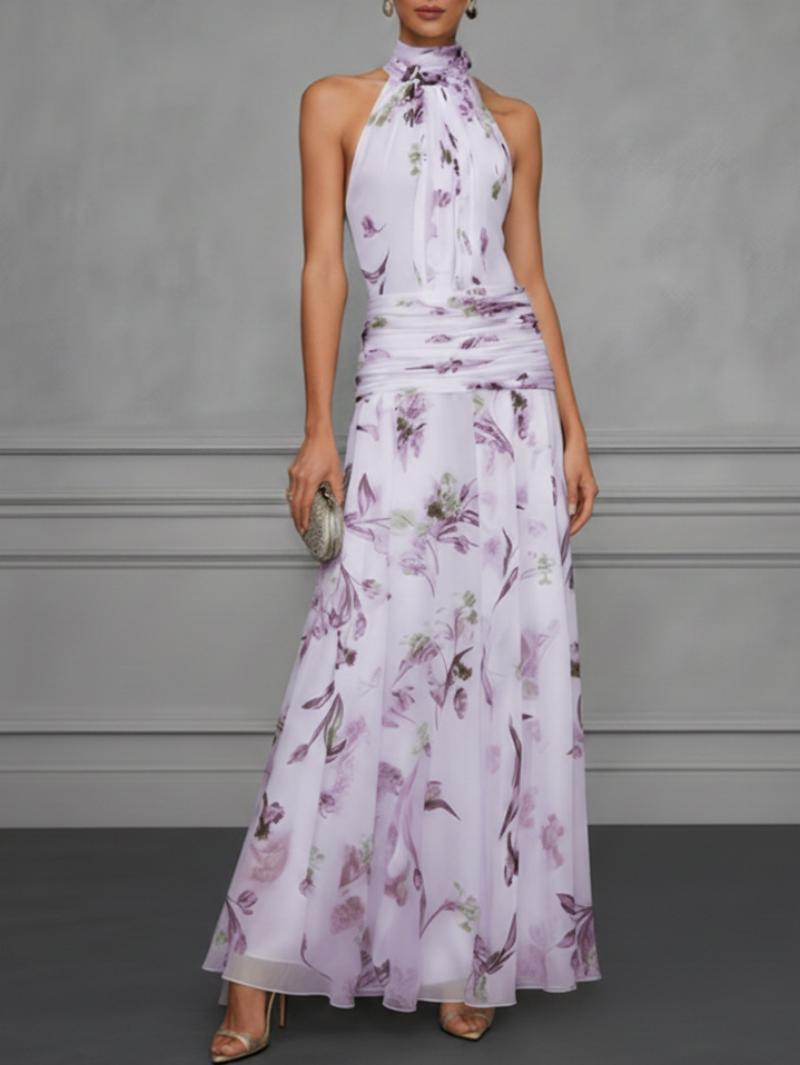 Hanging neck printed dress