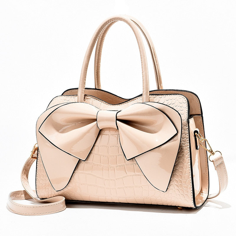 Fashion Women Handbags Tassel PU Leather Totes Bag Top-handle Embroidery Bag Shoulder Bag Lady Simple Style Crocodile Pattern