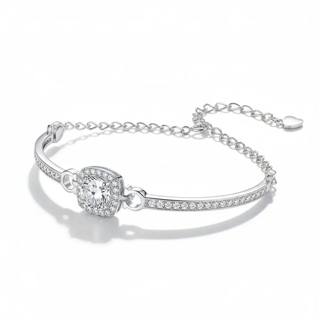1 Carat Moissanite bracelet Square Bag Bracelet 925 Sterling