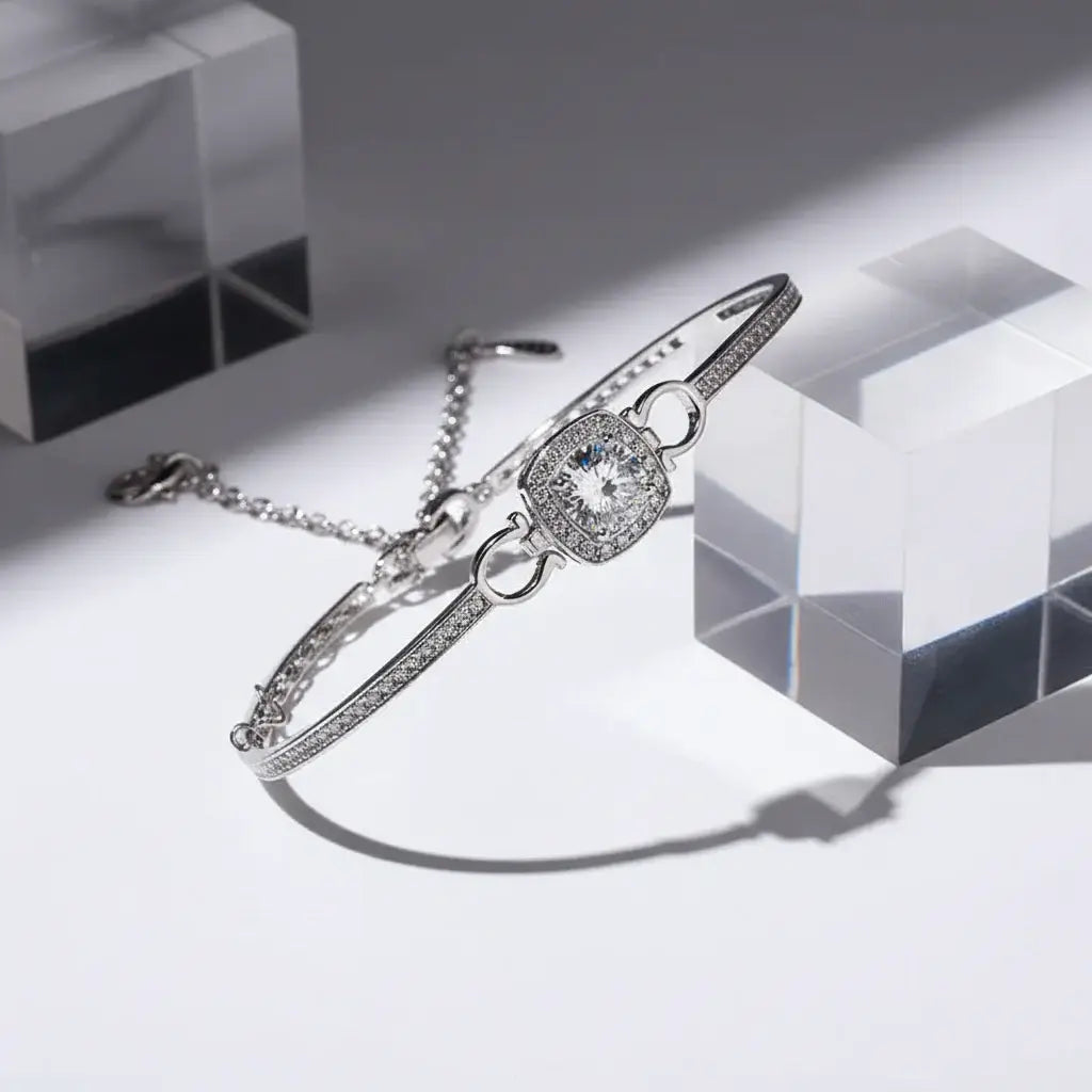 1 Carat Moissanite bracelet Square Bag Bracelet 925 Sterling