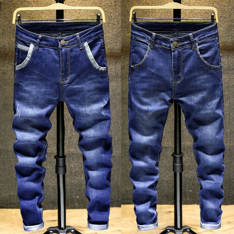 Spring and Autumn Trendy Men's 2019 New Stretch Jeans Men's Slim-fit Stretch Slim-fit Skinny Pants Korean Style Trendy Trousers