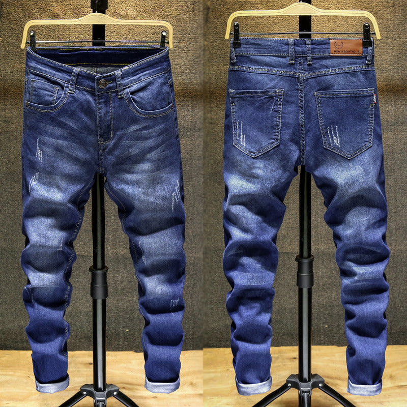 Spring and Autumn Trendy Men's 2019 New Stretch Jeans Men's Slim-fit Stretch Slim-fit Skinny Pants Korean Style Trendy Trousers