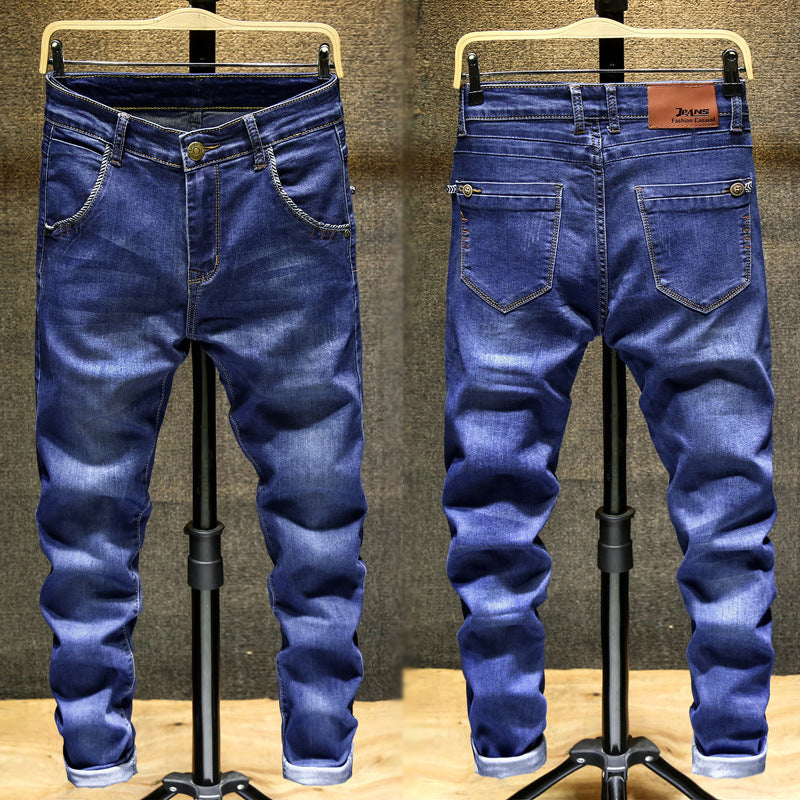 Spring and Autumn Trendy Men's 2019 New Stretch Jeans Men's Slim-fit Stretch Slim-fit Skinny Pants Korean Style Trendy Trousers