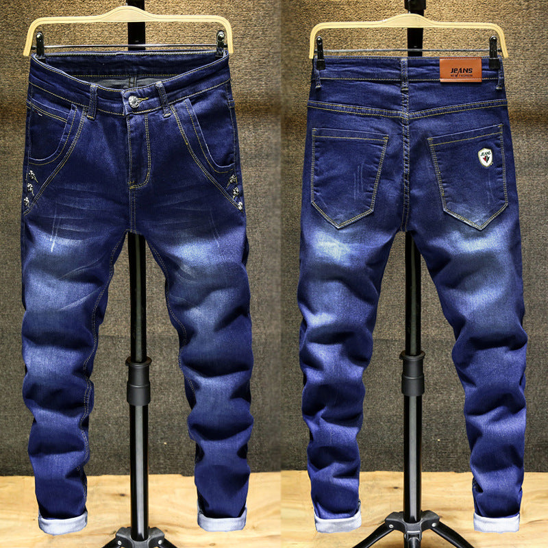 Spring and Autumn Trendy Men's 2019 New Stretch Jeans Men's Slim-fit Stretch Slim-fit Skinny Pants Korean Style Trendy Trousers