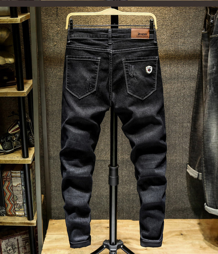 Spring and Autumn Trendy Men's 2019 New Stretch Jeans Men's Slim-fit Stretch Slim-fit Skinny Pants Korean Style Trendy Trousers
