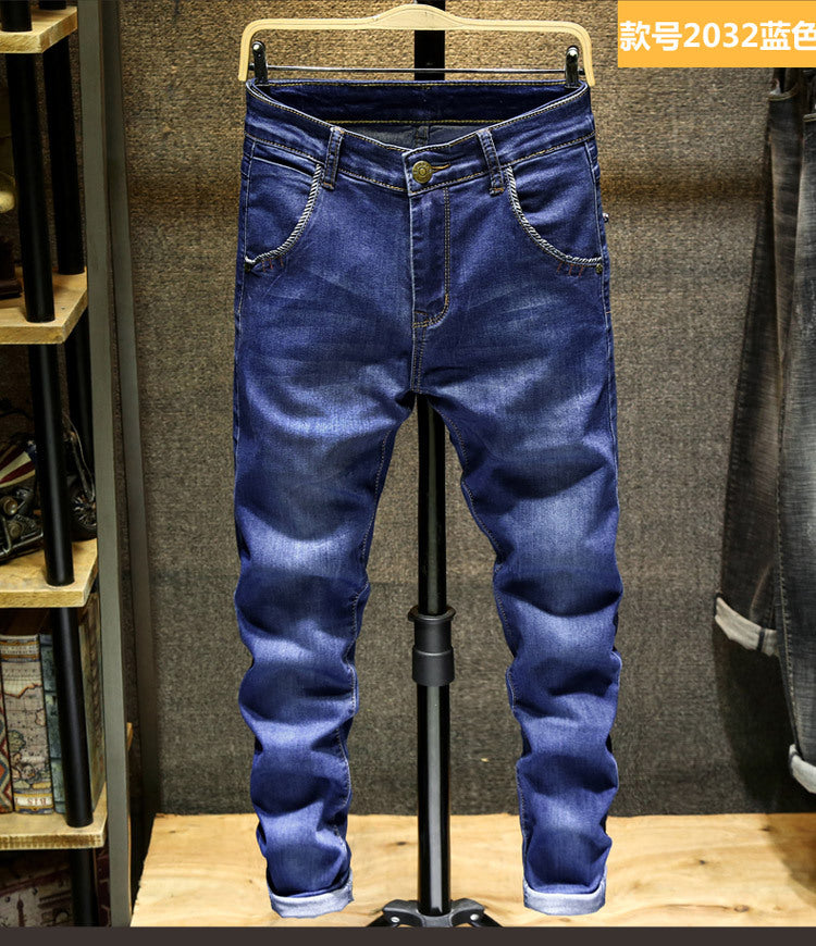 Spring and Autumn Trendy Men's 2019 New Stretch Jeans Men's Slim-fit Stretch Slim-fit Skinny Pants Korean Style Trendy Trousers