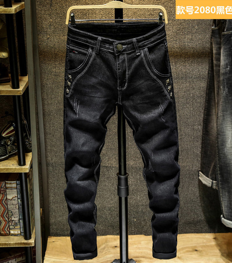 Spring and Autumn Trendy Men's 2019 New Stretch Jeans Men's Slim-fit Stretch Slim-fit Skinny Pants Korean Style Trendy Trousers