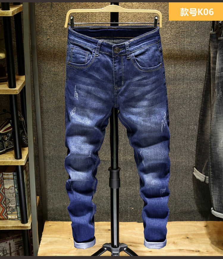 Spring and Autumn Trendy Men's 2019 New Stretch Jeans Men's Slim-fit Stretch Slim-fit Skinny Pants Korean Style Trendy Trousers