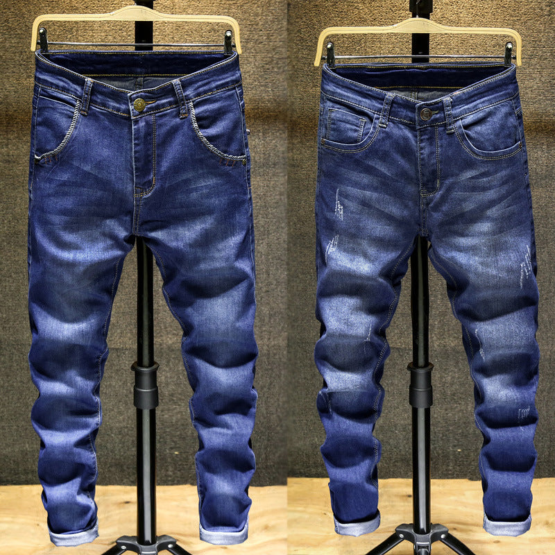 Spring and Autumn Trendy Men's 2019 New Stretch Jeans Men's Slim-fit Stretch Slim-fit Skinny Pants Korean Style Trendy Trousers