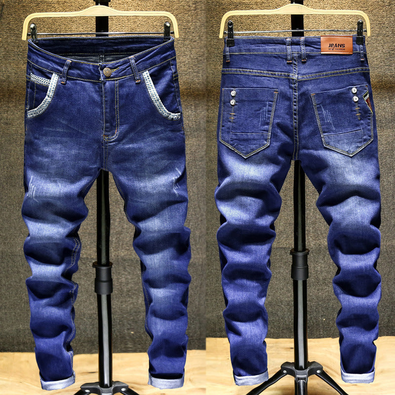 Spring and Autumn Trendy Men's 2019 New Stretch Jeans Men's Slim-fit Stretch Slim-fit Skinny Pants Korean Style Trendy Trousers