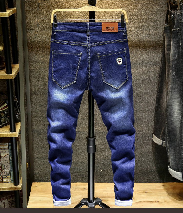 Spring and Autumn Trendy Men's 2019 New Stretch Jeans Men's Slim-fit Stretch Slim-fit Skinny Pants Korean Style Trendy Trousers