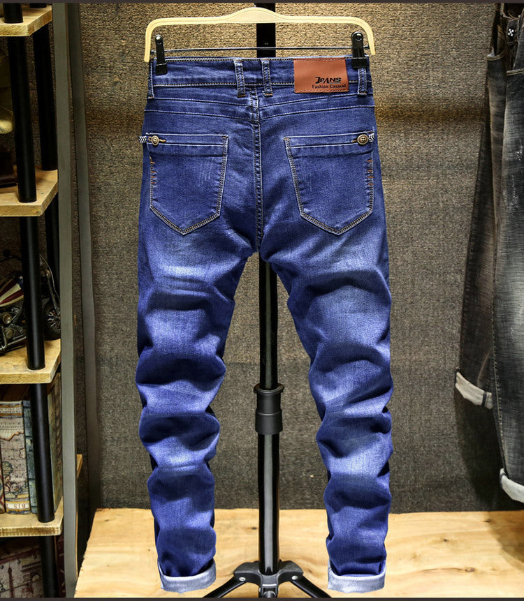Spring and Autumn Trendy Men's 2019 New Stretch Jeans Men's Slim-fit Stretch Slim-fit Skinny Pants Korean Style Trendy Trousers