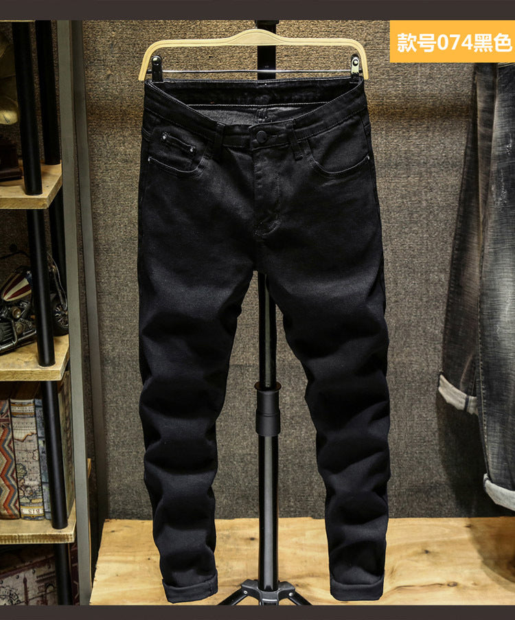 Spring and Autumn Trendy Men's 2019 New Stretch Jeans Men's Slim-fit Stretch Slim-fit Skinny Pants Korean Style Trendy Trousers