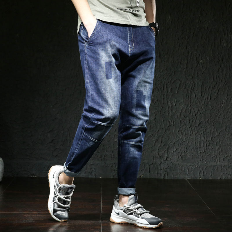 Jeans Men's Stretch Slim-fit Trendy Brand Skinny Pants Men's Summer Casual Thin Style Trendy Ankle-length Pants
