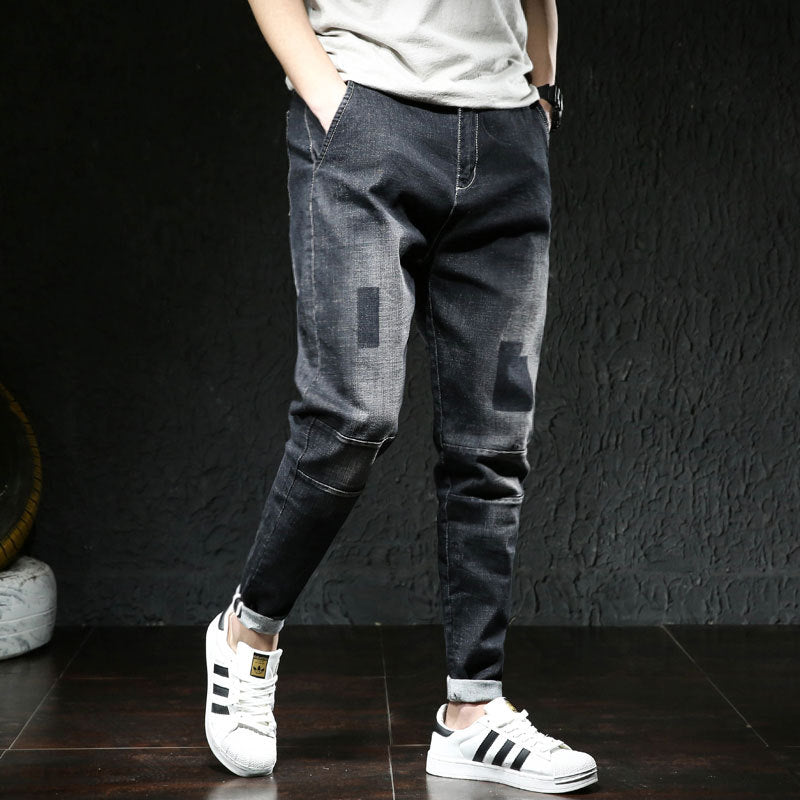 Jeans Men's Stretch Slim-fit Trendy Brand Skinny Pants Men's Summer Casual Thin Style Trendy Ankle-length Pants