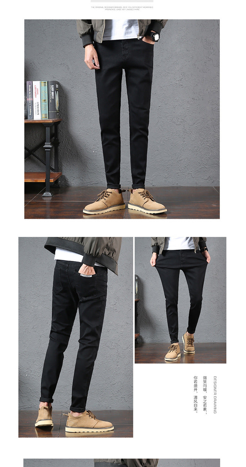 Jeans Men's Stretch Slim-fit Trendy Brand Skinny Pants Men's Summer Casual Thin Style Trendy Ankle-length Pants