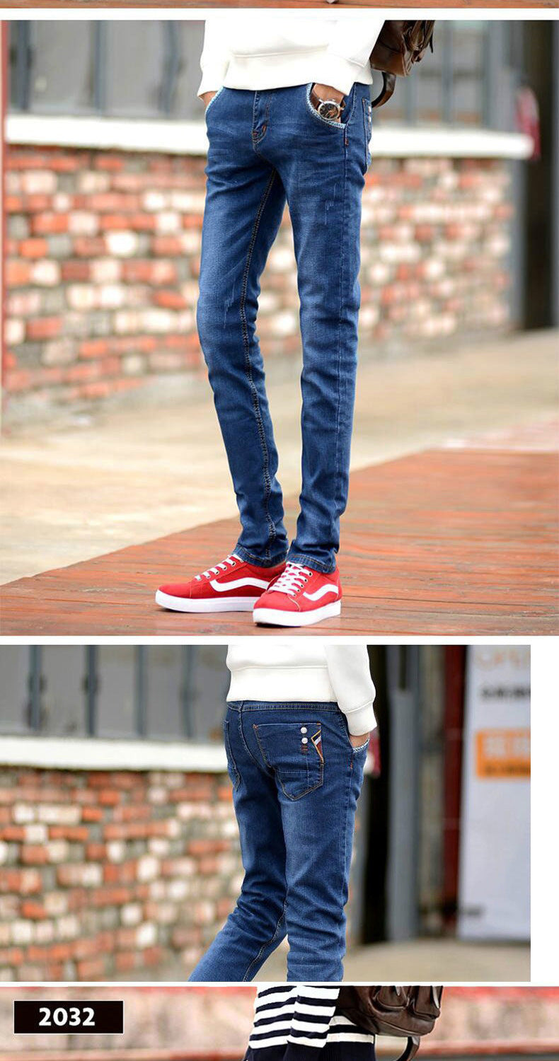 Jeans Men's Stretch Slim-fit Trendy Brand Skinny Pants Men's Summer Casual Thin Style Trendy Ankle-length Pants