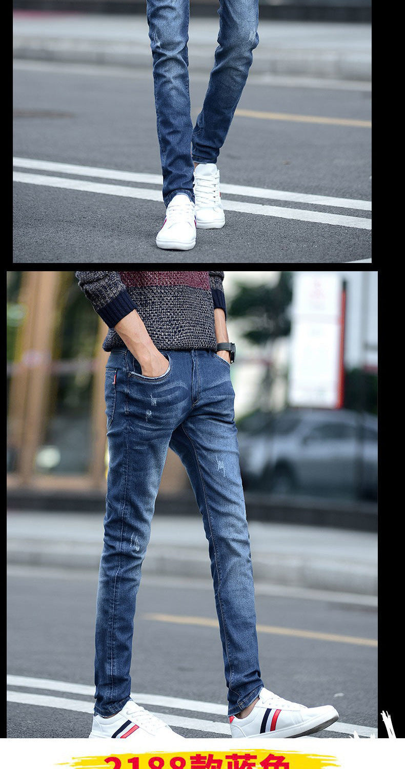 Jeans Men's Stretch Slim-fit Trendy Brand Skinny Pants Men's Summer Casual Thin Style Trendy Ankle-length Pants