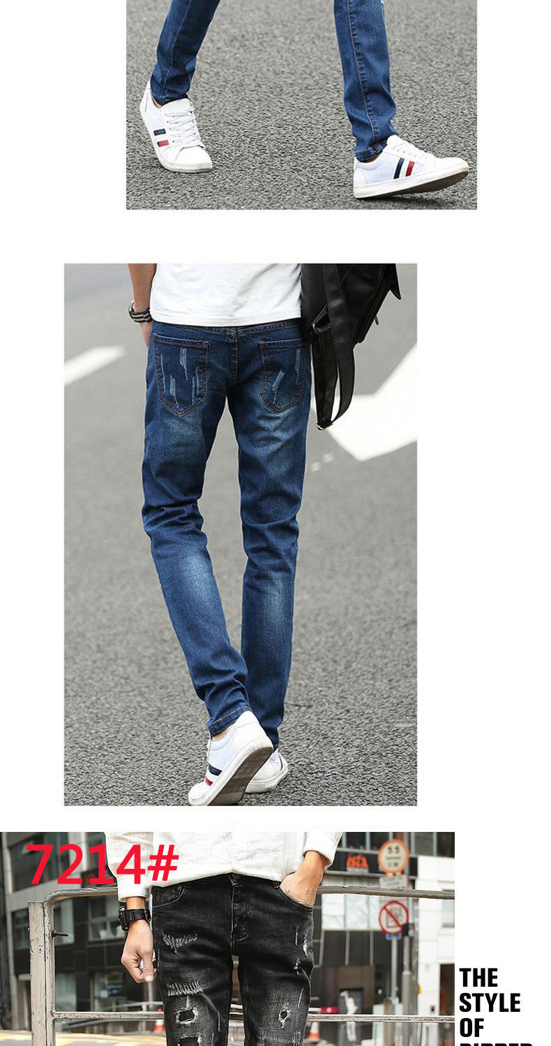 Jeans Men's Stretch Slim-fit Trendy Brand Skinny Pants Men's Summer Casual Thin Style Trendy Ankle-length Pants