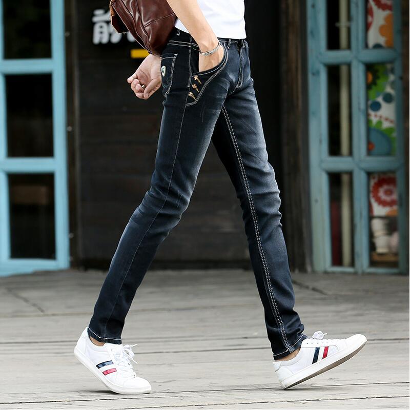 Jeans Men's Stretch Slim-fit Trendy Brand Skinny Pants Men's Summer Casual Thin Style Trendy Ankle-length Pants