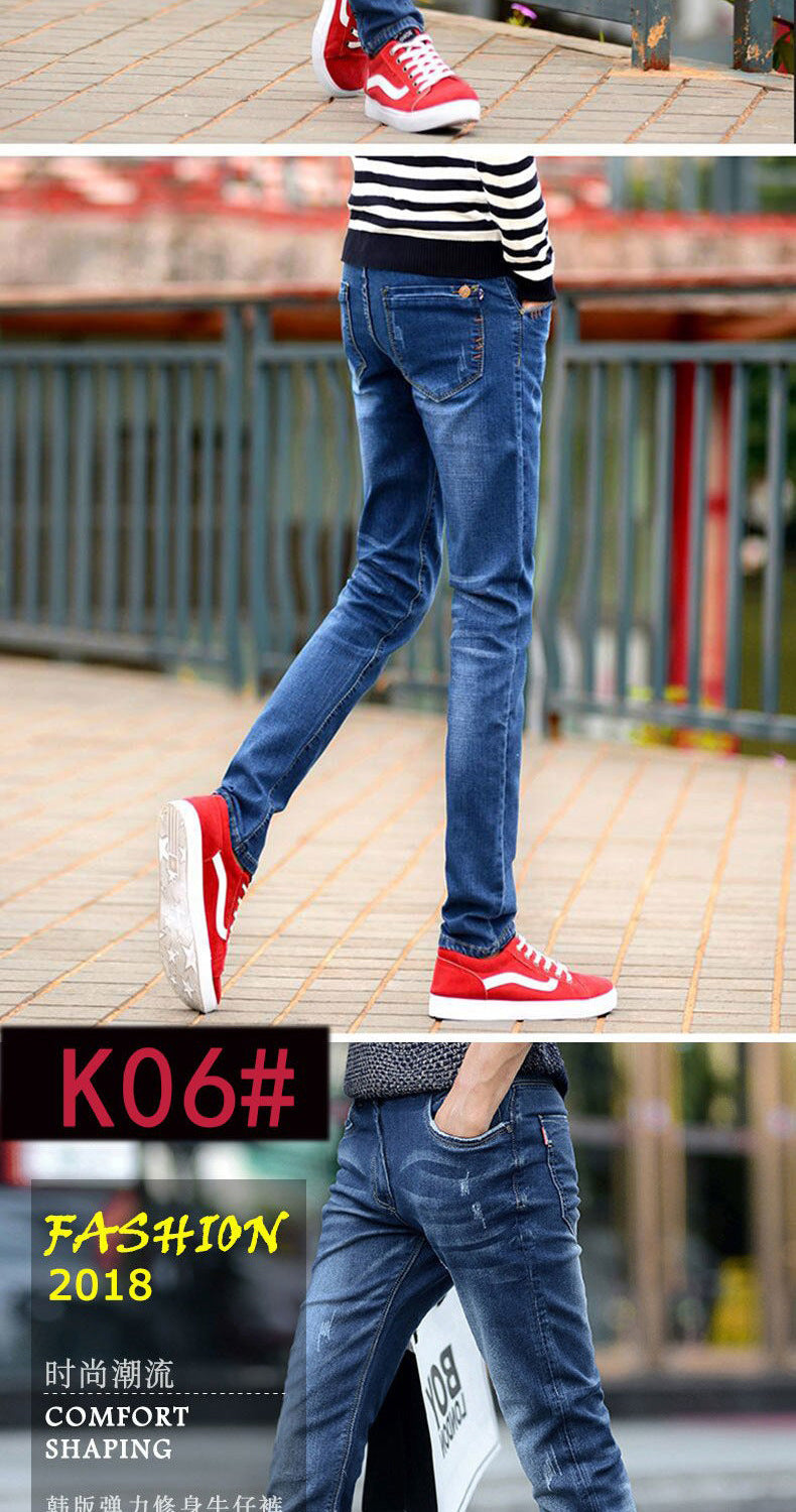 Jeans Men's Stretch Slim-fit Trendy Brand Skinny Pants Men's Summer Casual Thin Style Trendy Ankle-length Pants