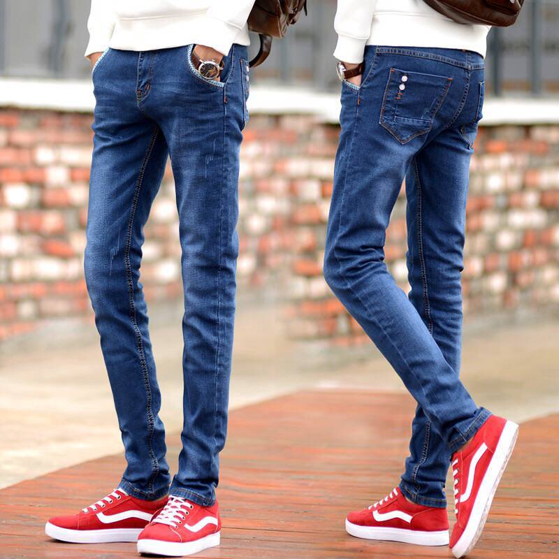 Jeans Men's Stretch Slim-fit Trendy Brand Skinny Pants Men's Summer Casual Thin Style Trendy Ankle-length Pants