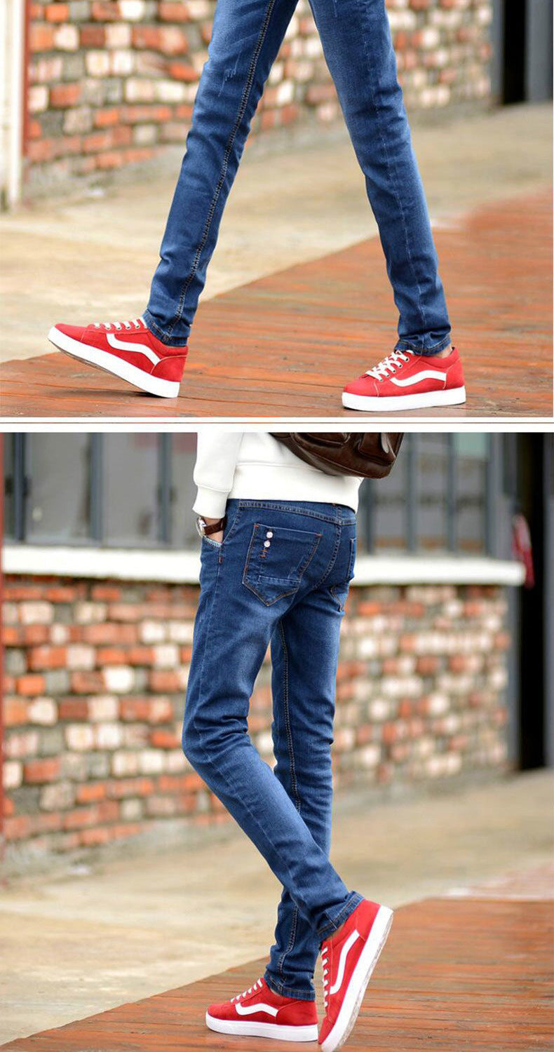 Jeans Men's Stretch Slim-fit Trendy Brand Skinny Pants Men's Summer Casual Thin Style Trendy Ankle-length Pants