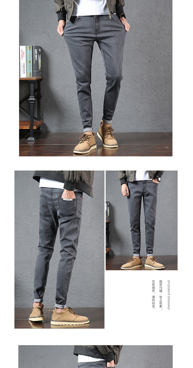 Jeans Men's Stretch Slim-fit Trendy Brand Skinny Pants Men's Summer Casual Thin Style Trendy Ankle-length Pants