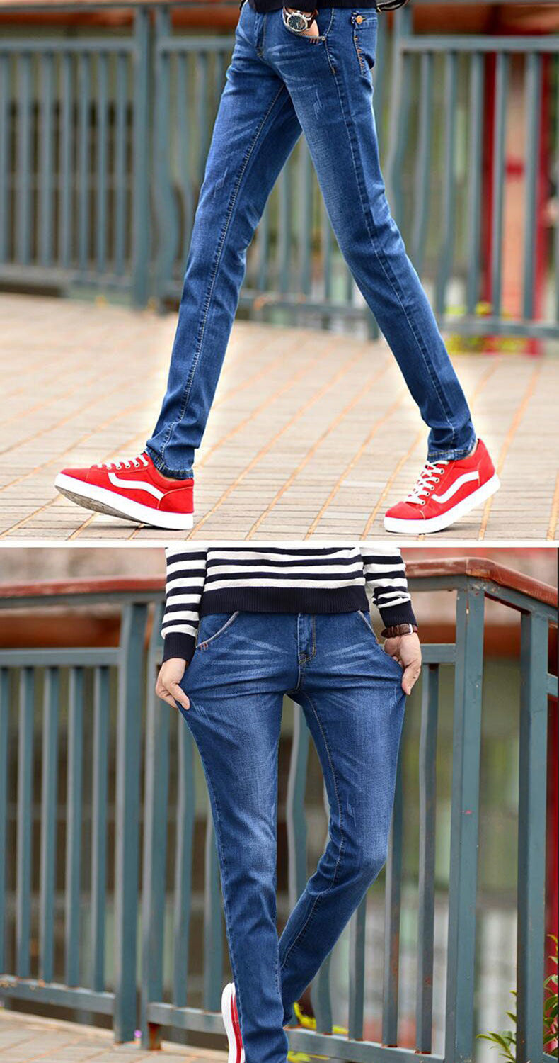 Jeans Men's Stretch Slim-fit Trendy Brand Skinny Pants Men's Summer Casual Thin Style Trendy Ankle-length Pants