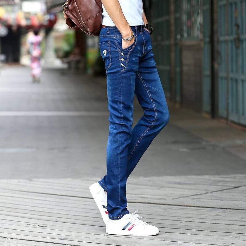 Jeans Men's Stretch Slim-fit Trendy Brand Skinny Pants Men's Summer Casual Thin Style Trendy Ankle-length Pants