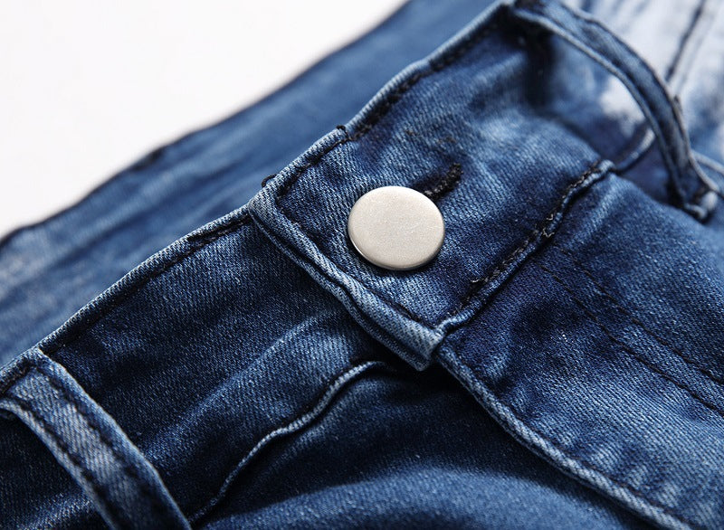 Cross-border supply of 2019 stretch jeans men's European and American foreign trade straight three-color washed white men's pants