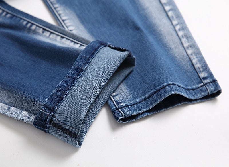 Cross-border supply of 2019 stretch jeans men's European and American foreign trade straight three-color washed white men's pants
