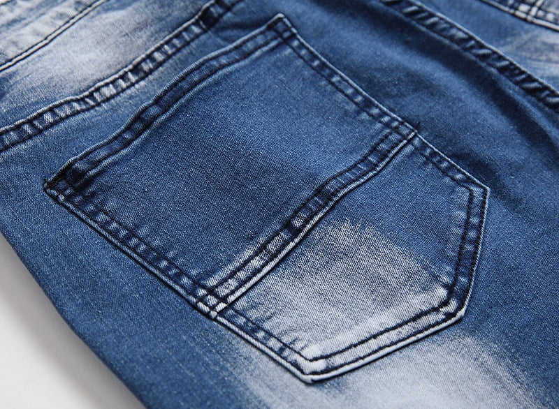 Cross-border supply of 2019 stretch jeans men's European and American foreign trade straight three-color washed white men's pants