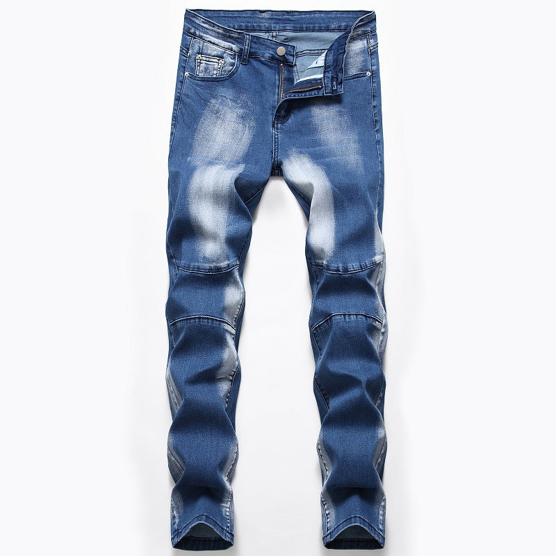 Cross-border supply of 2019 stretch jeans men's European and American foreign trade straight three-color washed white men's pants