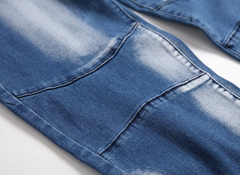 Cross-border supply of 2019 stretch jeans men's European and American foreign trade straight three-color washed white men's pants