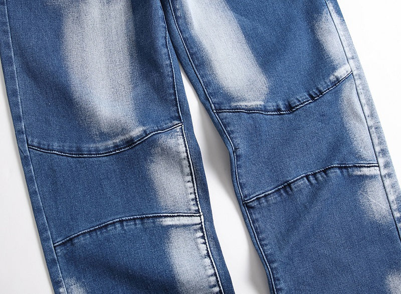 Cross-border supply of 2019 stretch jeans men's European and American foreign trade straight three-color washed white men's pants