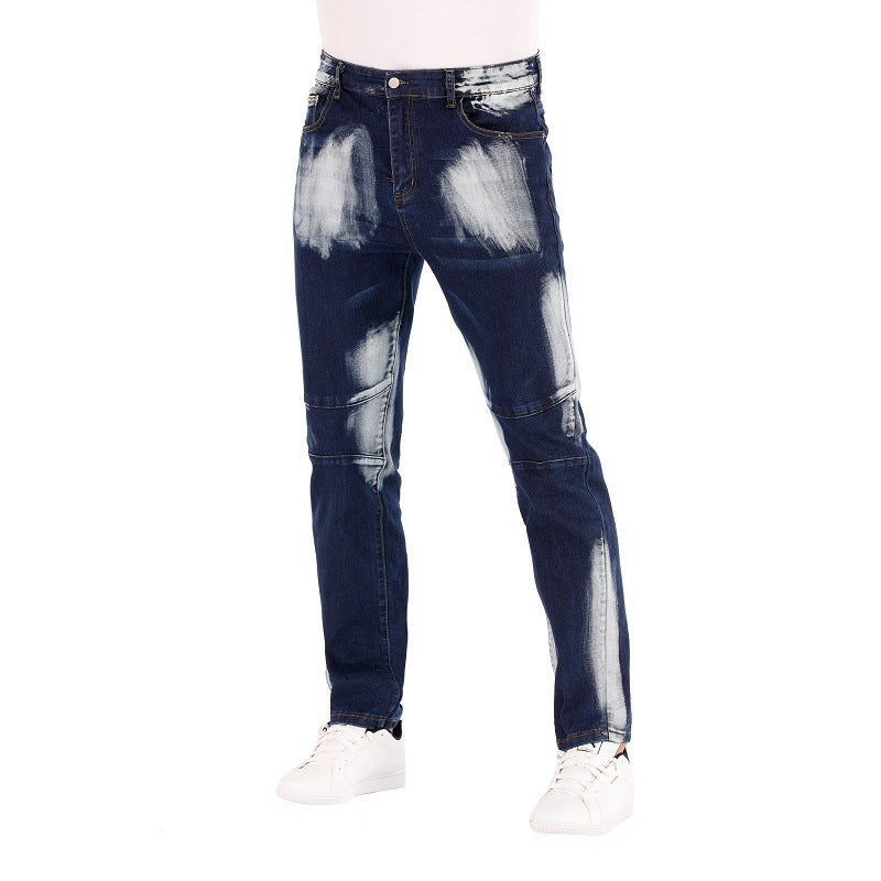 Cross-border  stretch jeans men's European and American foreign trade  straight three-color washed white men's pants