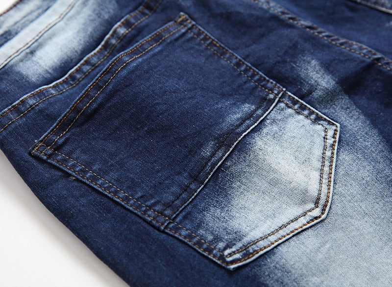 Cross-border supply of 2019 stretch jeans men's European and American foreign trade straight three-color washed white men's pants