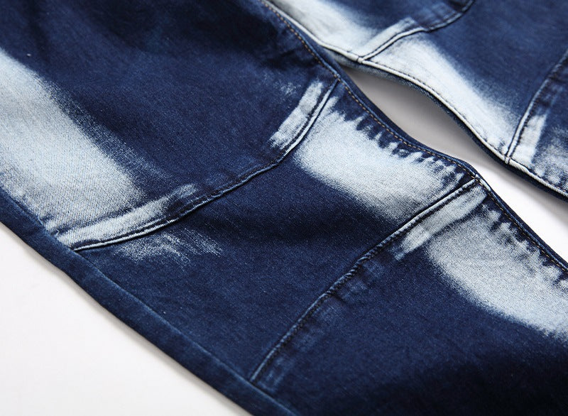 Cross-border supply of 2019 stretch jeans men's European and American foreign trade straight three-color washed white men's pants