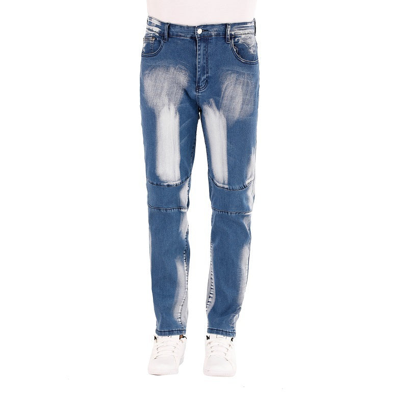 Cross-border  stretch jeans men's European and American foreign trade  straight three-color washed white men's pants
