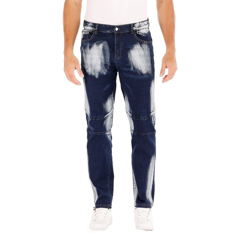 Cross-border  stretch jeans men's European and American foreign trade  straight three-color washed white men's pants