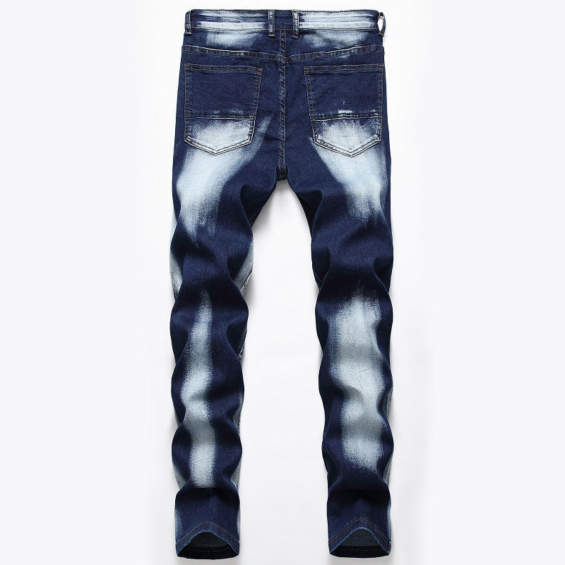 Cross-border supply of 2019 stretch jeans men's European and American foreign trade straight three-color washed white men's pants
