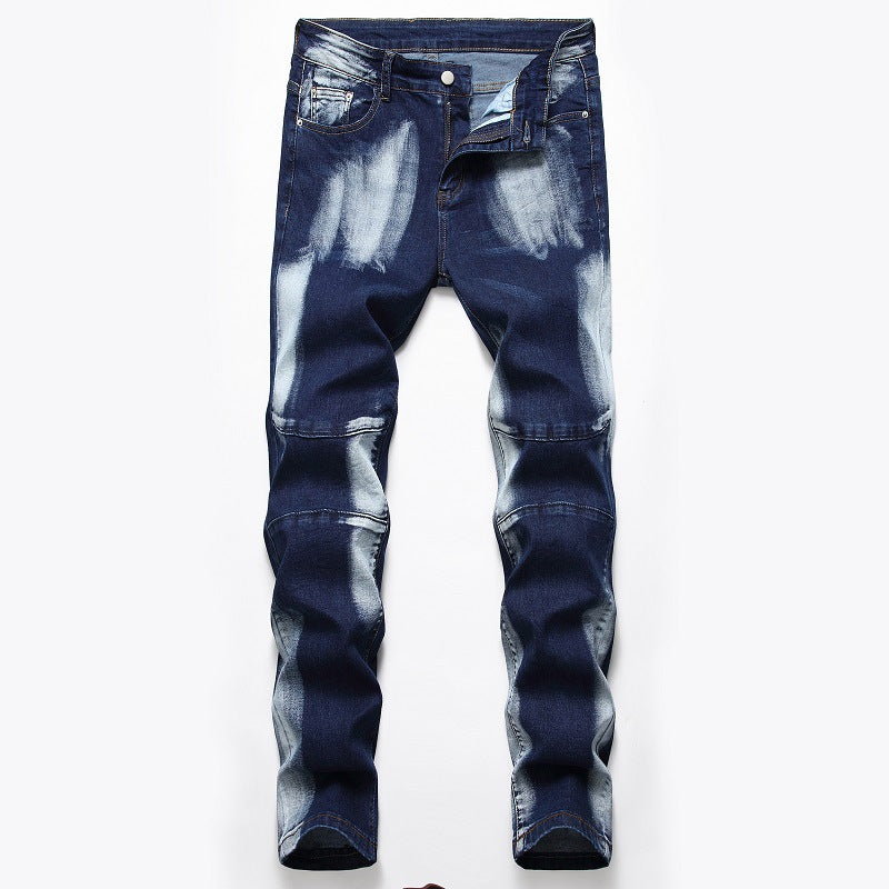 Cross-border supply of 2019 stretch jeans men's European and American foreign trade straight three-color washed white men's pants
