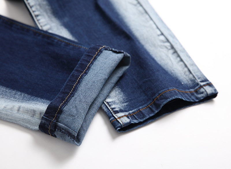 Cross-border supply of 2019 stretch jeans men's European and American foreign trade straight three-color washed white men's pants