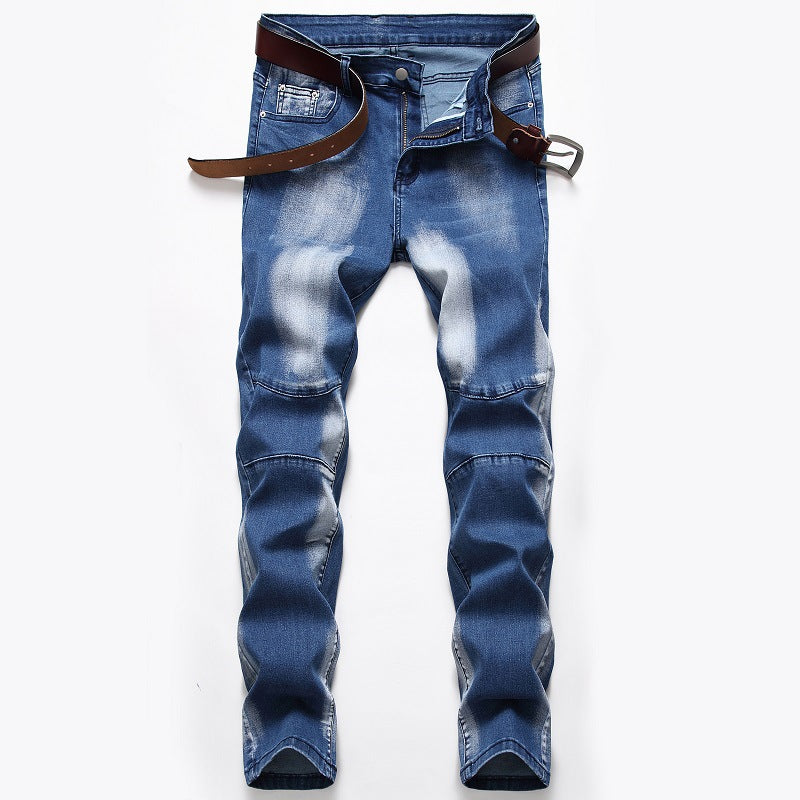 Cross-border supply of 2019 stretch jeans men's European and American foreign trade straight three-color washed white men's pants