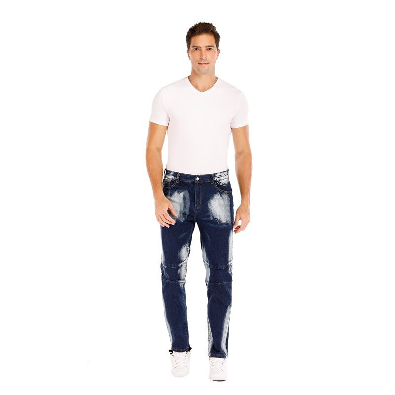 Cross-border  stretch jeans men's European and American foreign trade  straight three-color washed white men's pants