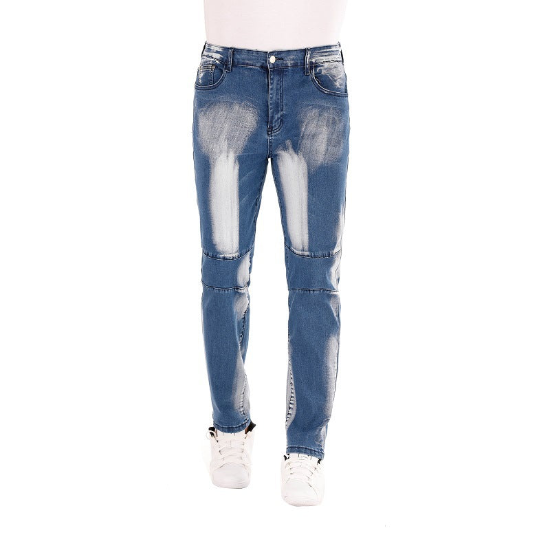 Cross-border  stretch jeans men's European and American foreign trade  straight three-color washed white men's pants