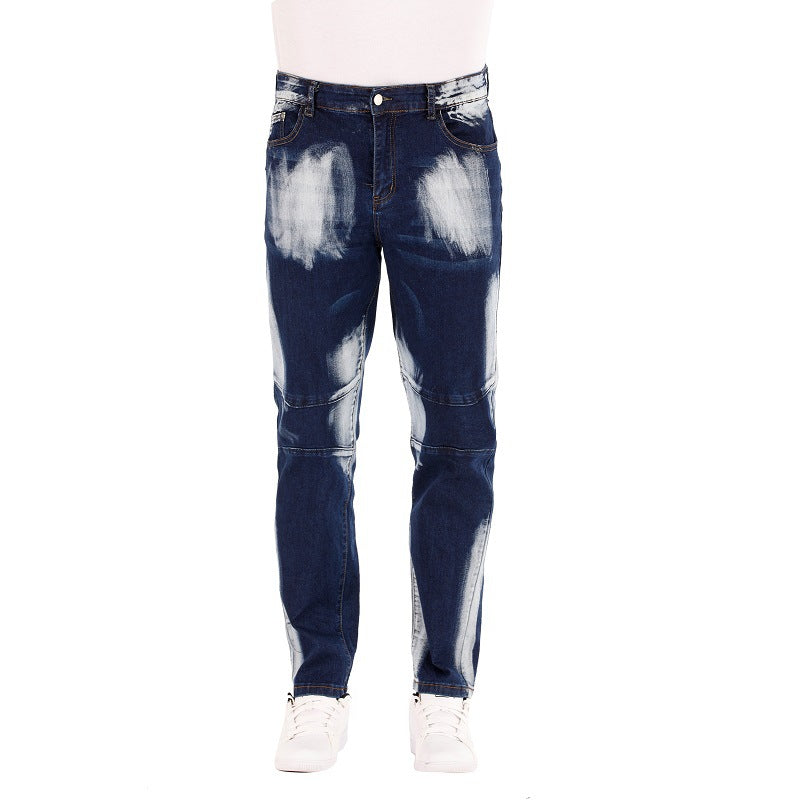 Cross-border  stretch jeans men's European and American foreign trade  straight three-color washed white men's pants